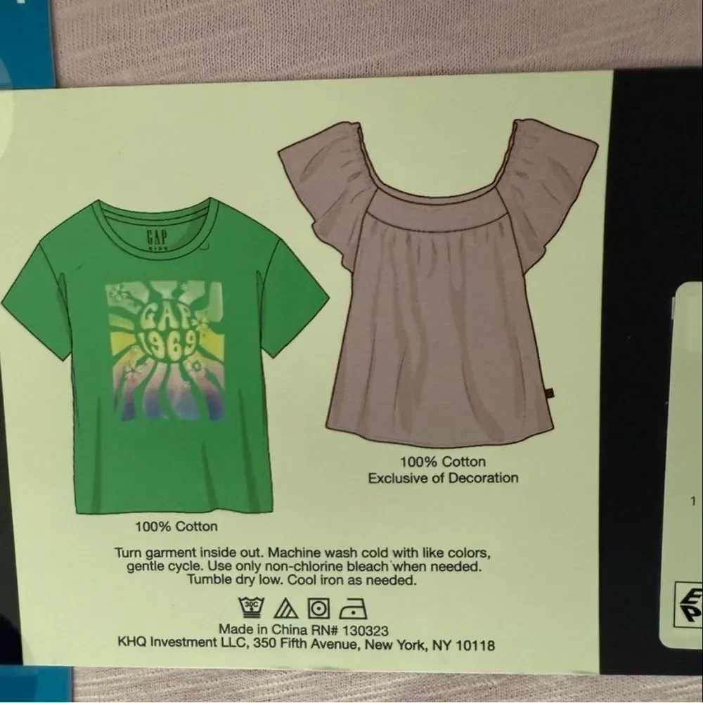 GAP Kids Girls 2-Pack Tees L 10/12 Green Orchid Bloom Retro Flutter NWT⁠